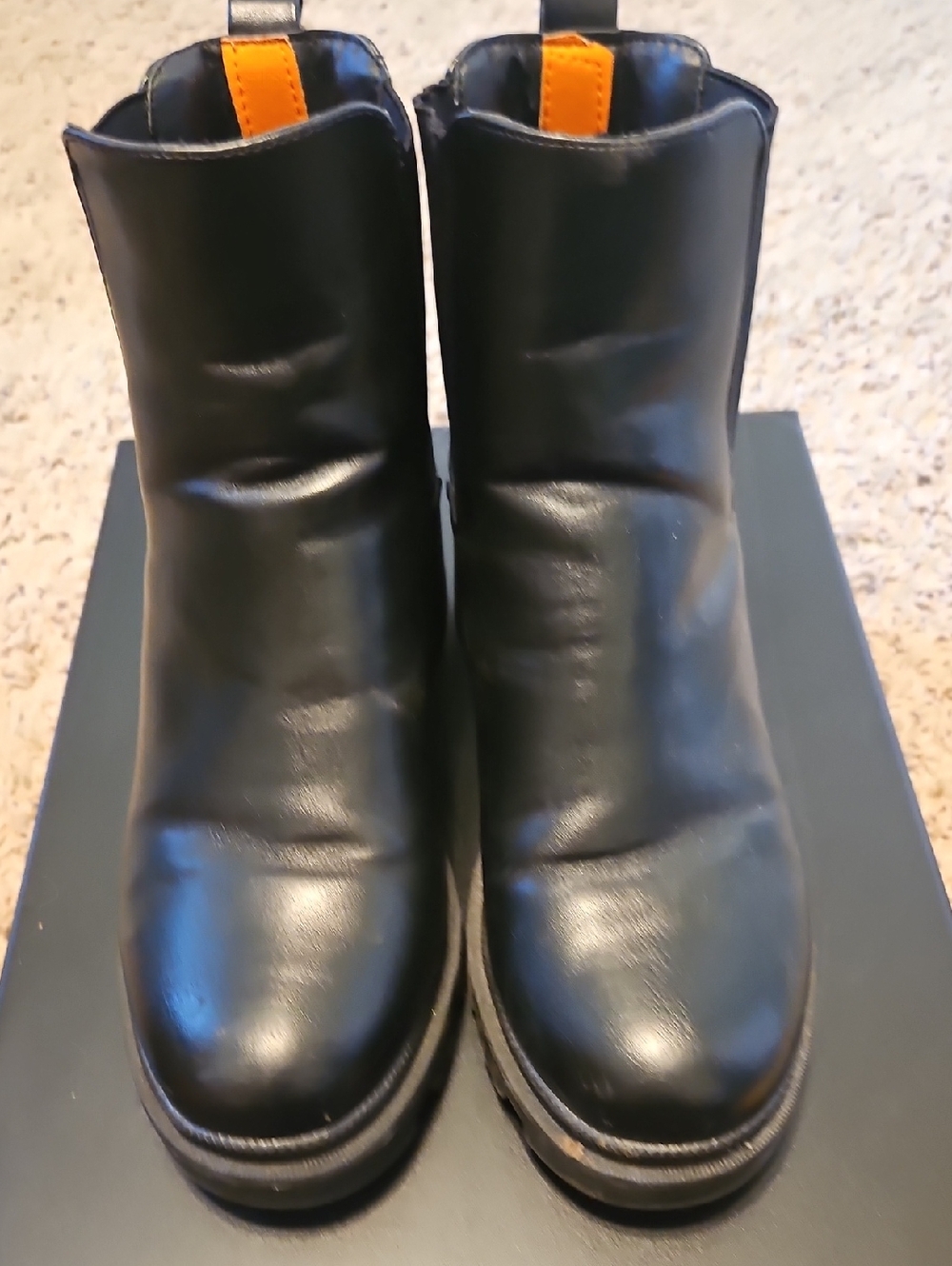 Black Vegan Leather Shoes with Rubber Sole